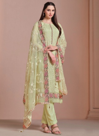 Savory Green Embroidered Designer Salwar Kameez