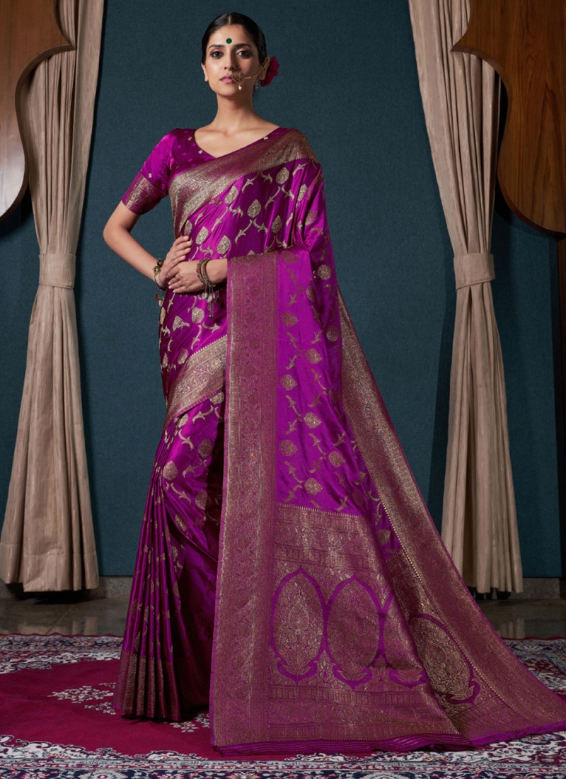 Wine Half N Half Chiffon Satin Saree and Wine Half N Half Chiffon Satin Sari  Online Shopping