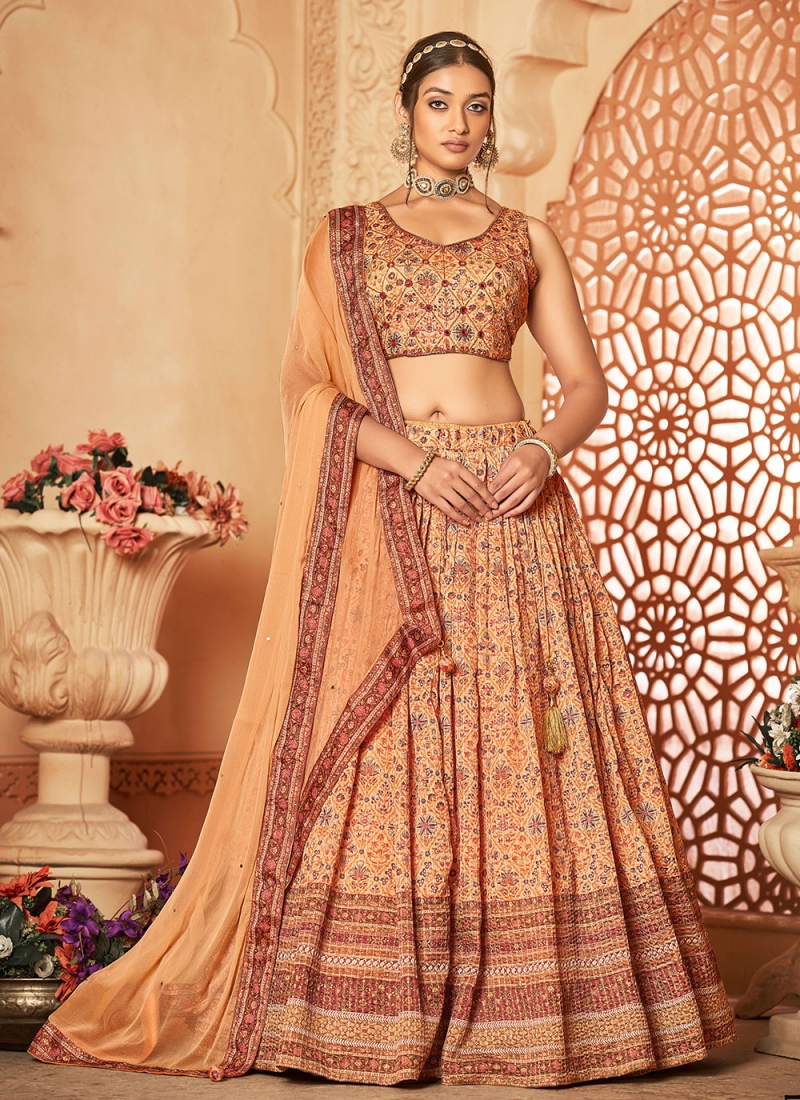 Light Pink Embellished Chiffon Lehenga – Lashkaraa