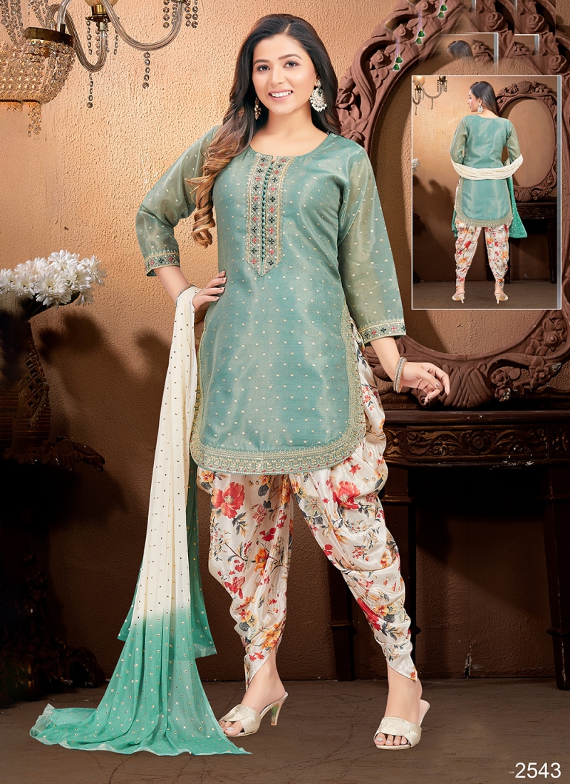 Sea Green Embroidered Party Designer Salwar Kameez