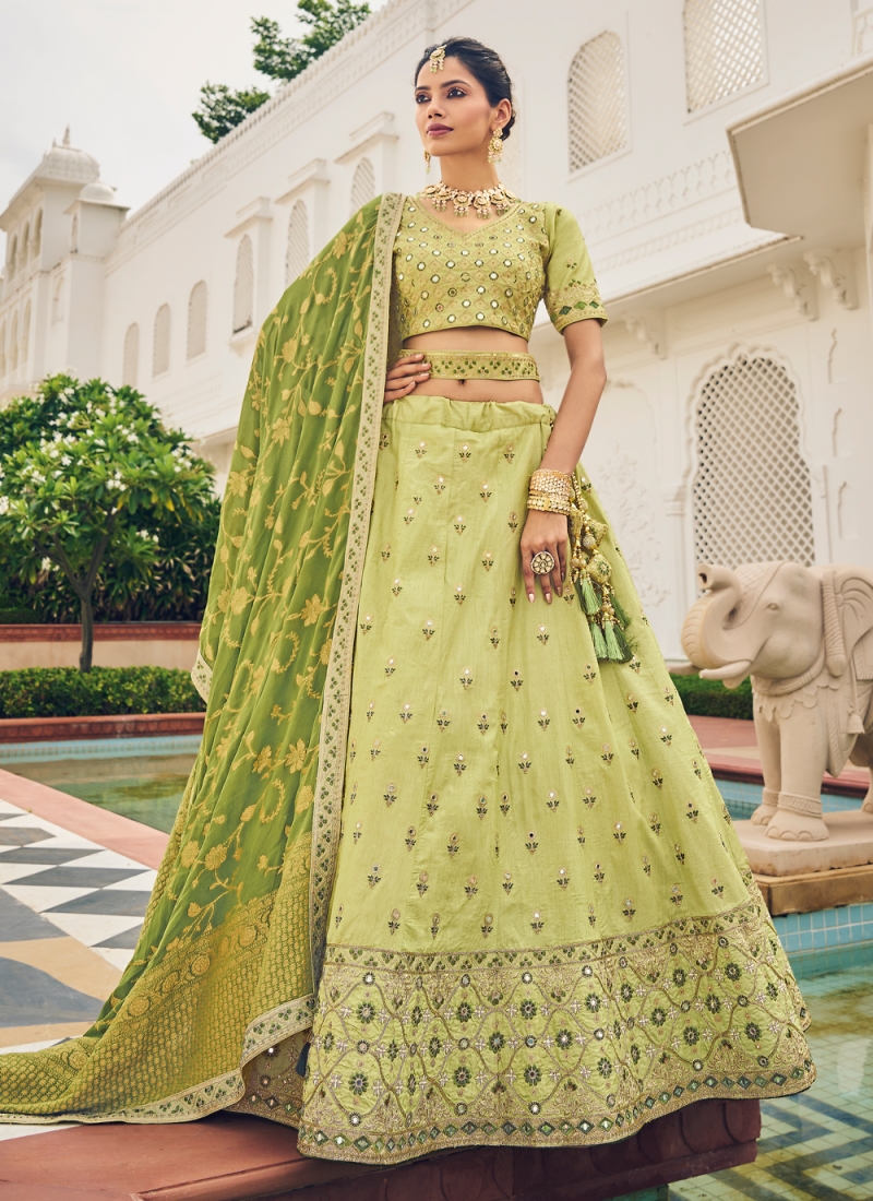 Bottle Gourd Indian Wedding Lehenga Choli With Heavy Designer Sequins  Embroidery in USA, UK, Malaysia, South Africa, Dubai, Singapore