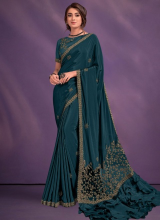 Sensational Pure Crepe Bead Traditional Saree