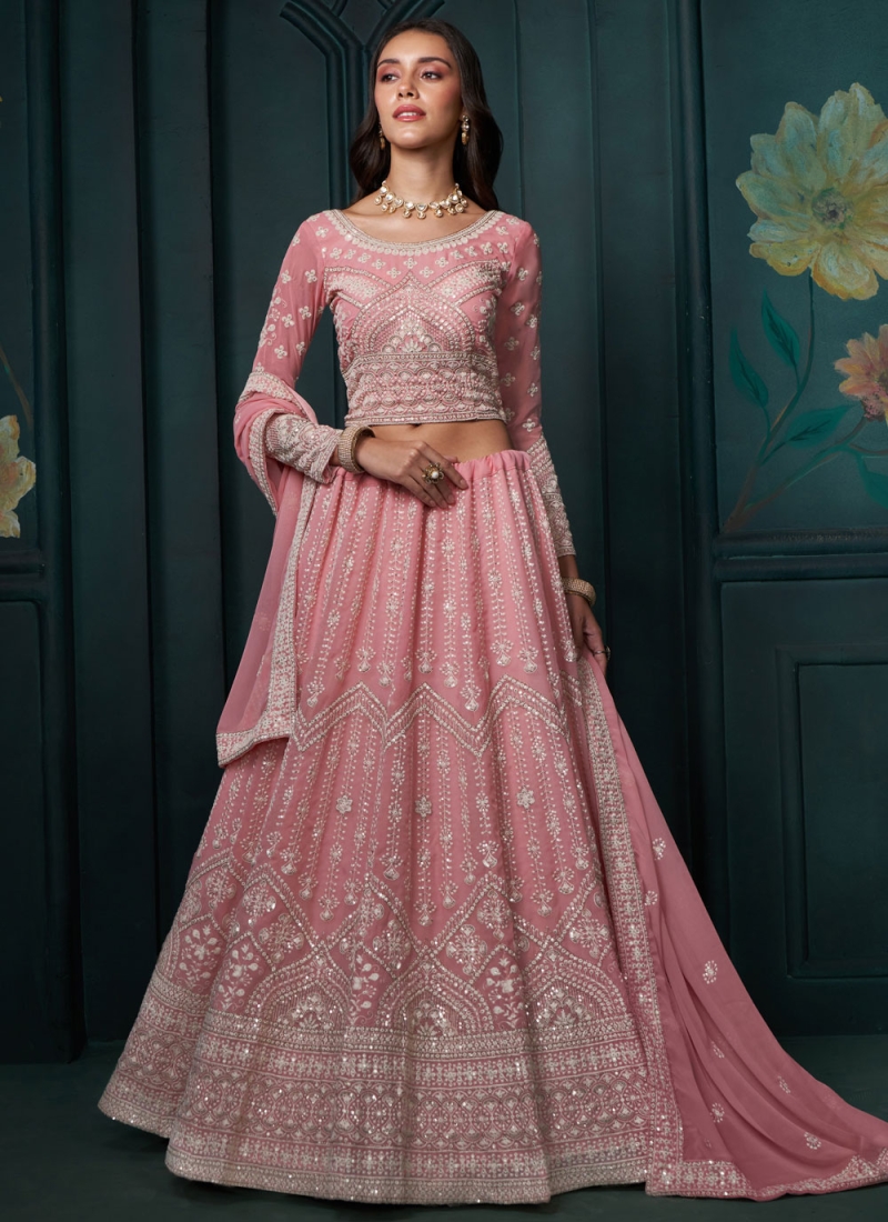 Sequins Georgette Trendy Lehenga Choli in Pink