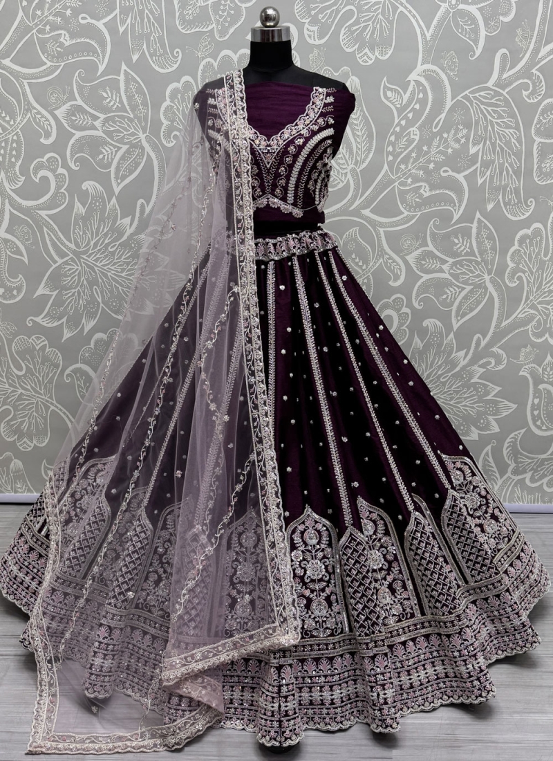 Sequins Silk Trendy Lehenga Choli in Purple