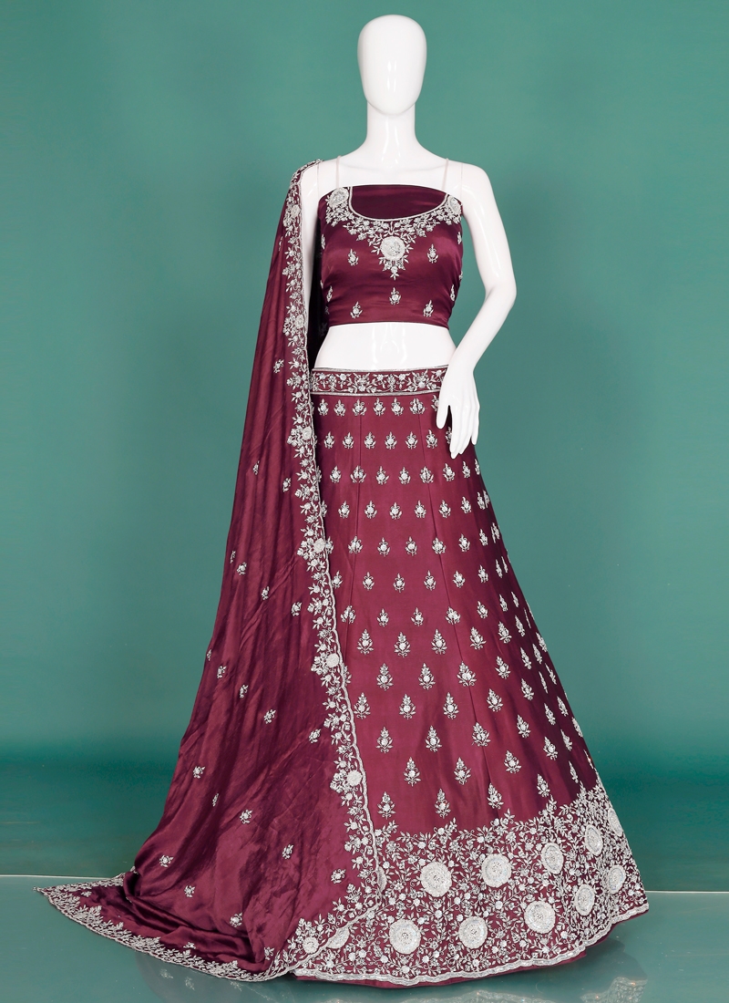 Shimmering Crepe Silk Bridal Designer Lehenga Choli