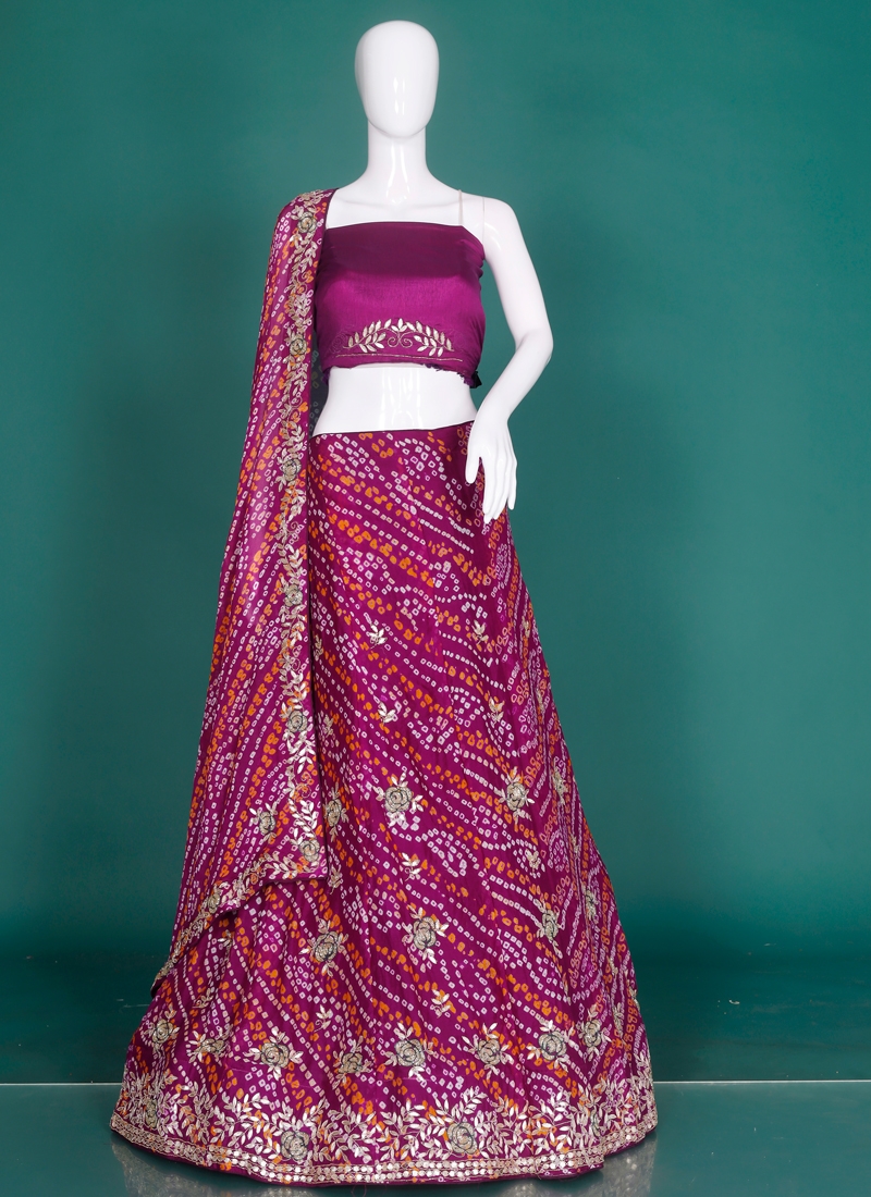 Shiny Art Silk Bandhej Print Designer Lehenga Choli