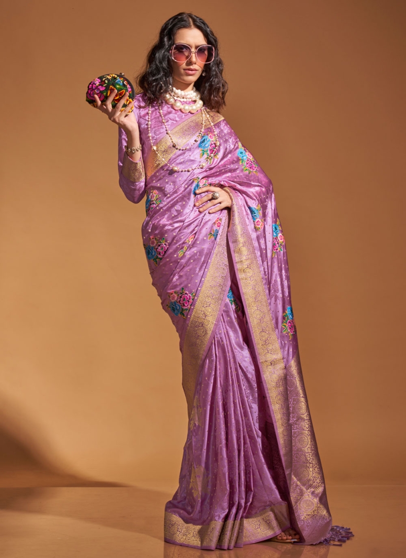 Sightly Lavender Festival Trendy Saree