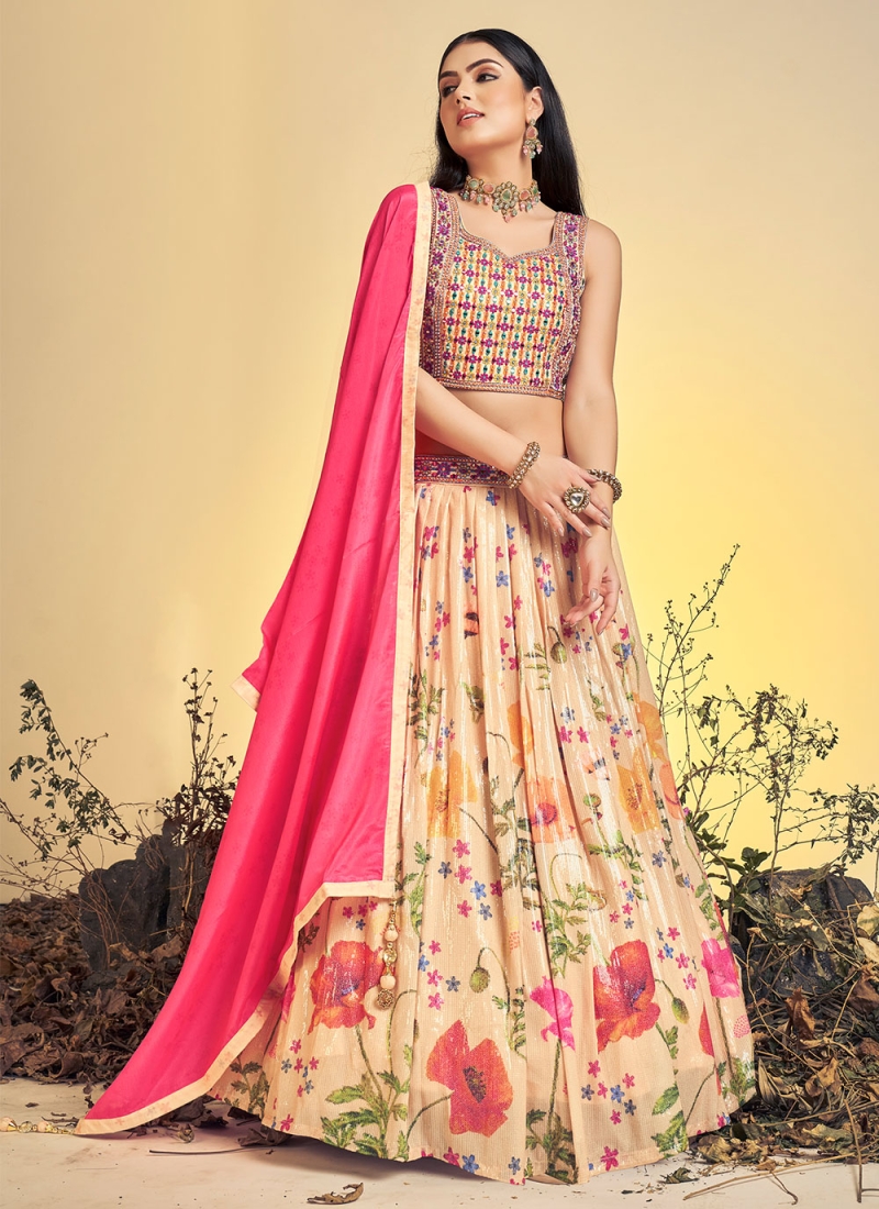 Cream Color Party wear Designer Lehenga Choli :: MY SHOPPY LADIES WEAR