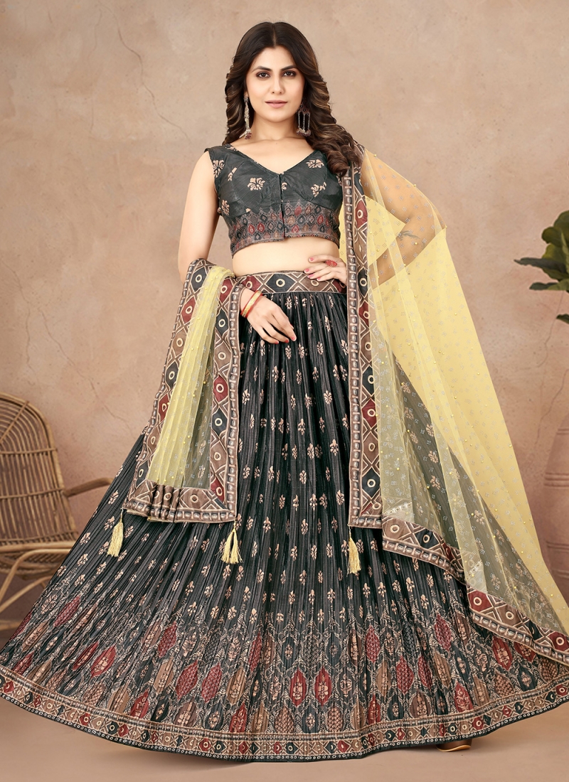 Buy Black Lehenga: Silk Embroidered Floral Pattern Set With Blouse For  Women by Khwaab by Sanjana Lakhani Online at Aza Fashions.