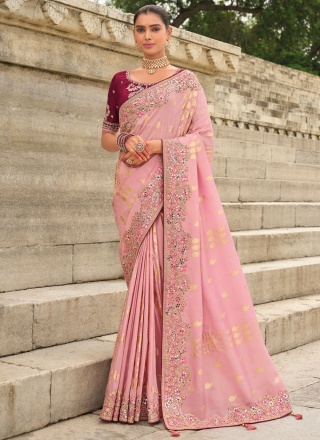 Silk Butta Pink Traditional Saree