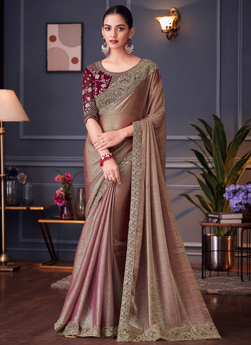 Silk Contemporary Saree in Brown