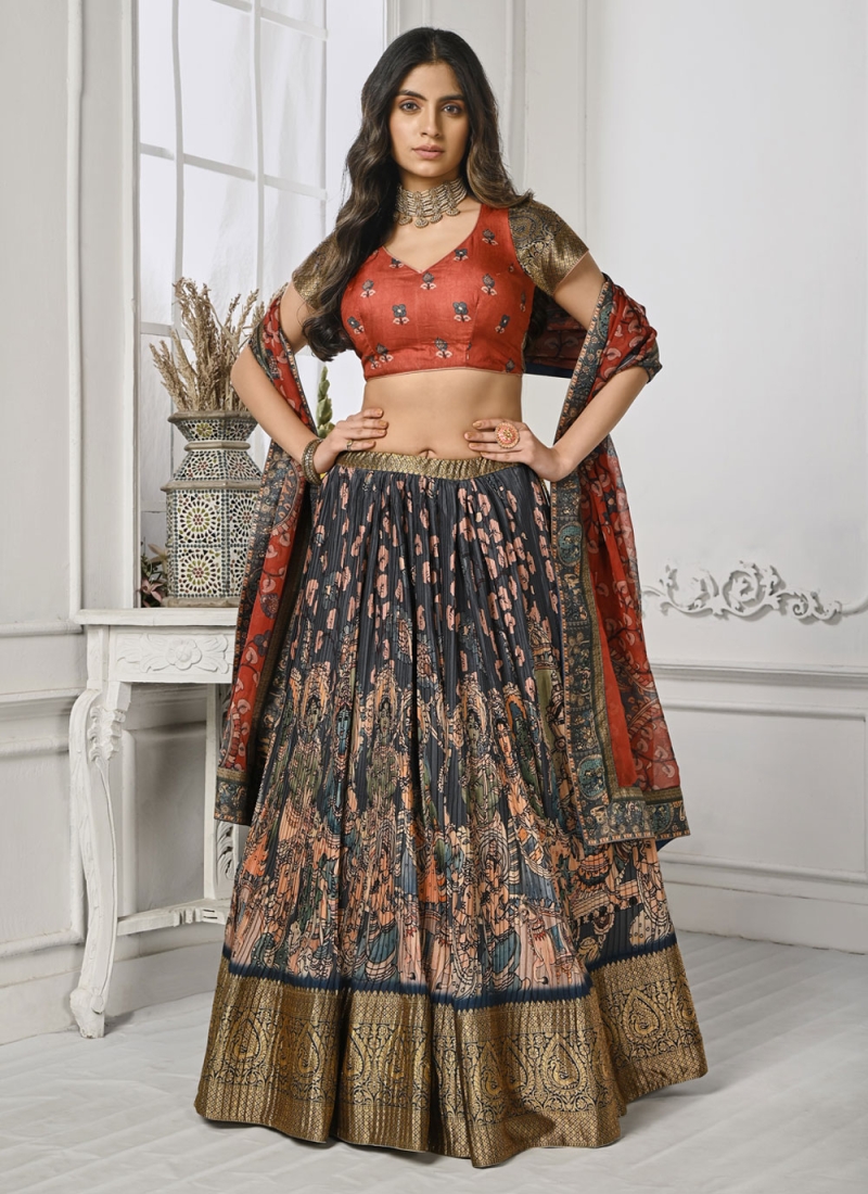 Serenity in Black: Lucknowi Work Peplum Crop Top Lehenga in Jet Black