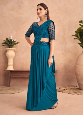 NEW DESIGNER PARTY WEAR LAHENGA SAREE WITH STICH BLOUSE WITH EMBROIDERY  WORK – Infabzon.com | Buy latest saree & lehenga