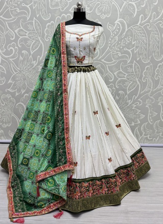 Silk Fancy Lehenga Choli in White