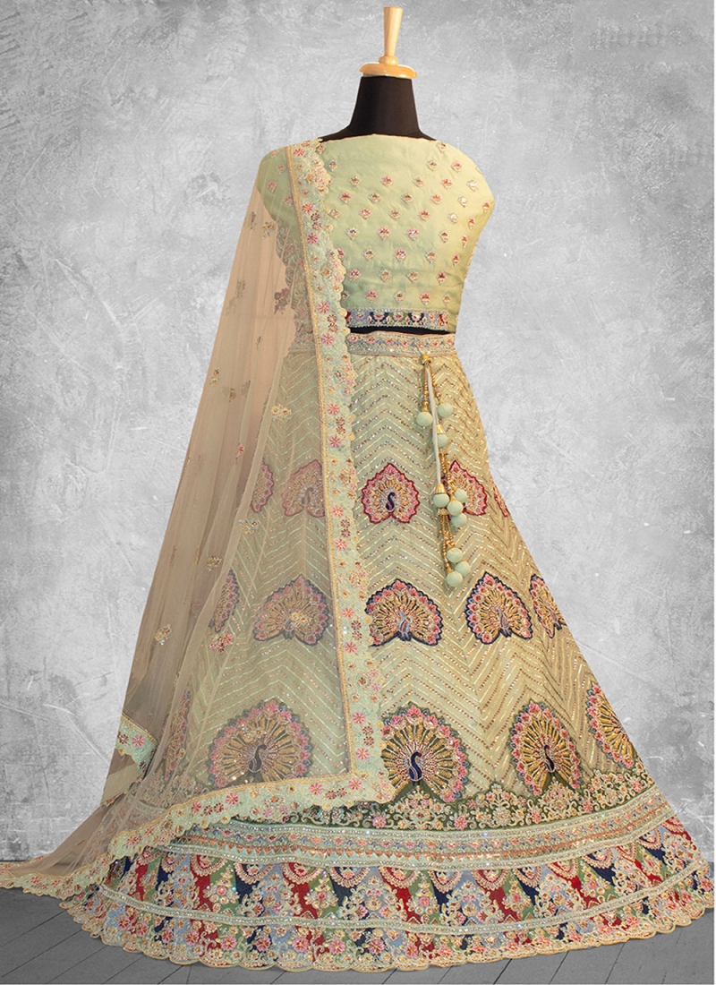 Silk Gota Work Sea Green Designer Lehenga Choli