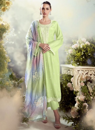 Silk Green Embroidered Salwar Kameez