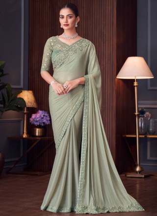 Silk Grey Designer Saree