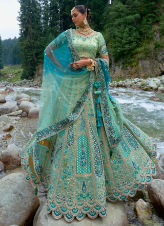 Silk Lehenga Choli in Green