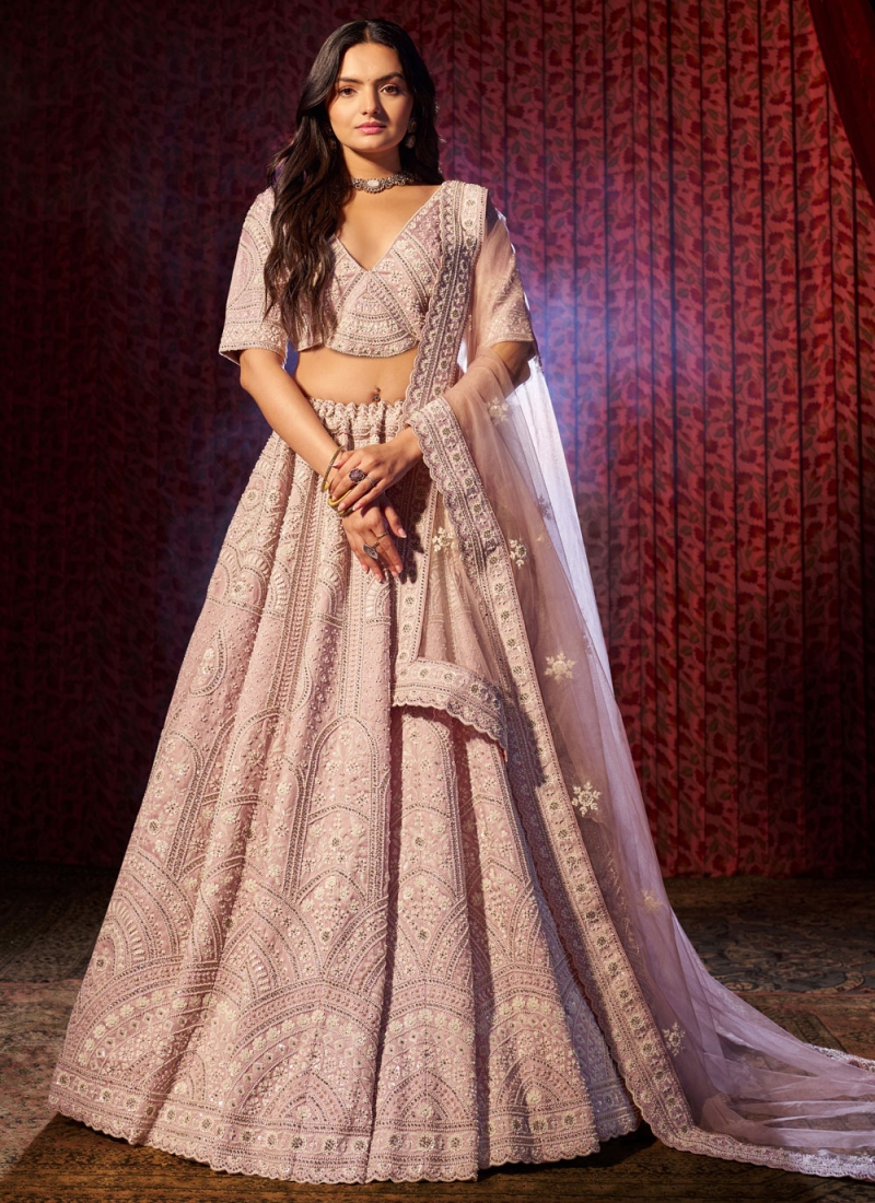 Silk Moti Pink Trendy Lehenga Choli