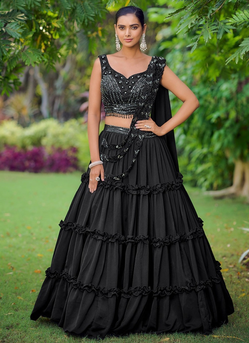 Black Sequins Embellished Lehenga Choli 2797LG02