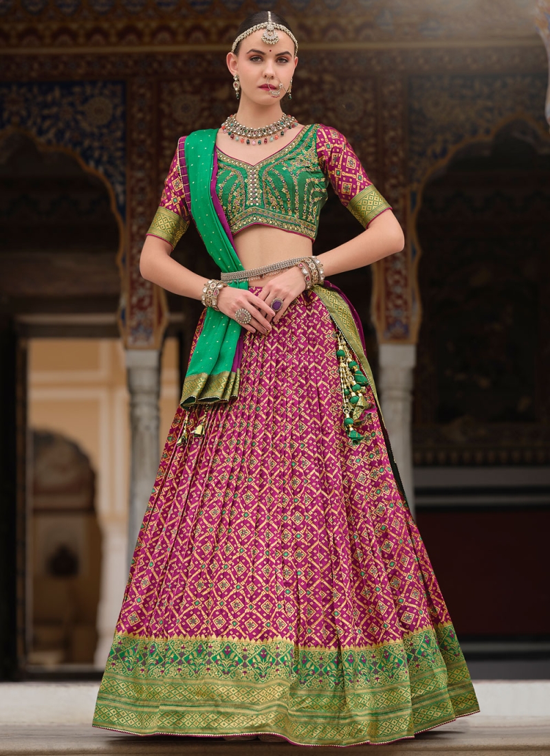 Silk Purple Foil Print Readymade Lehenga Choli