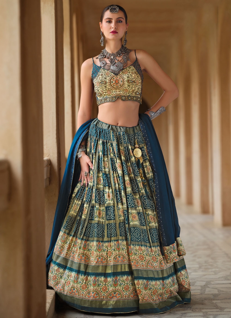 Silk Readymade Lehenga Choli in Navy Blue