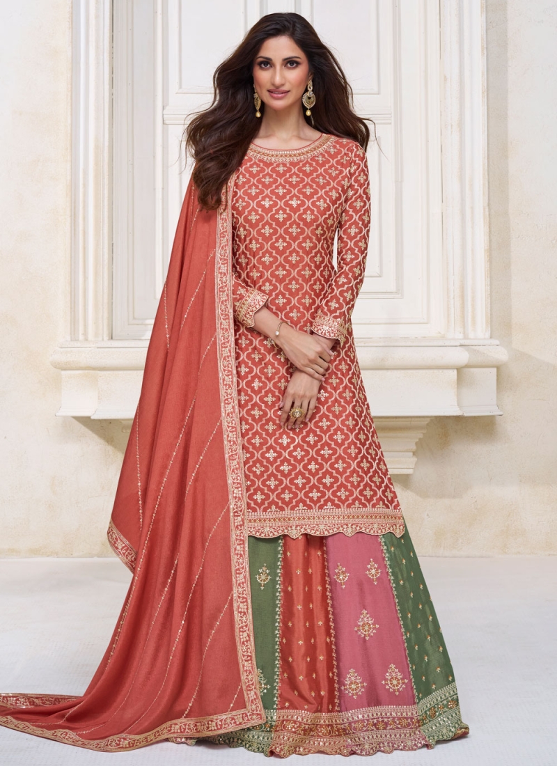 Silk Readymade Lehenga Choli in Rose Pink