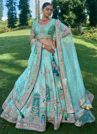 Silk Sea Green Embroidered Designer Lehenga Choli