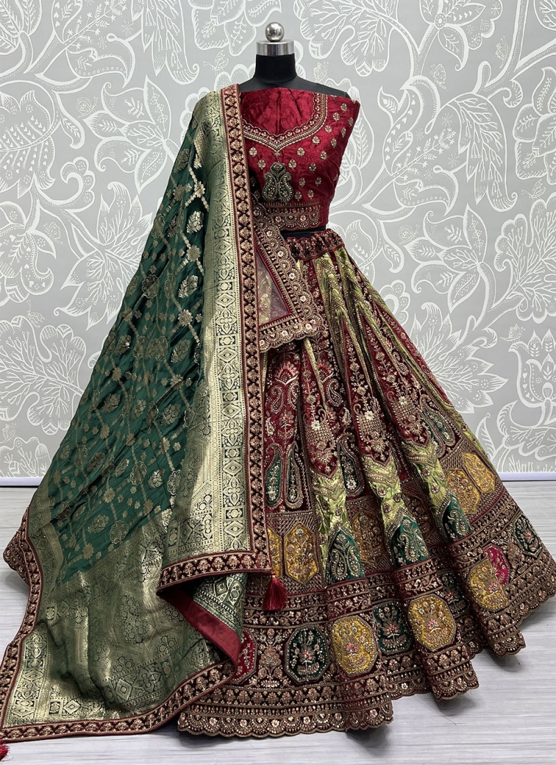 Art Silk Woven Lehenga Dress Material in RedDefault Title | Indian lehenga  choli design, Orange lehenga, Lehenga