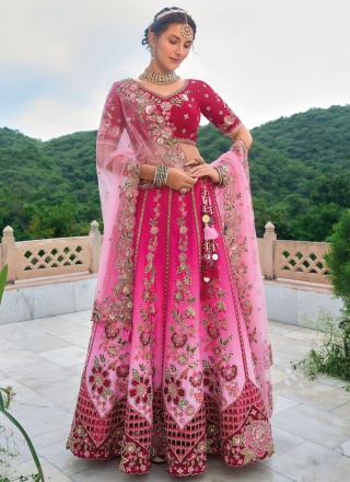 Silk Stone Trendy Lehenga Choli in Rani