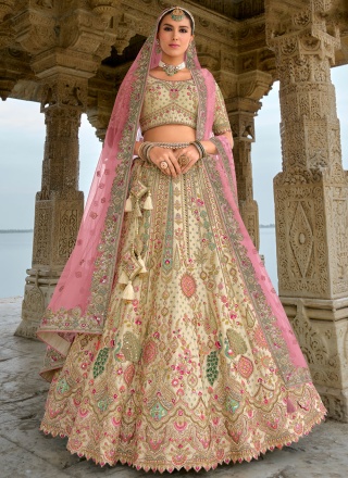 Silk Trendy Lehenga Choli in Cream