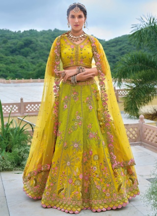 Silk Trendy Lehenga Choli in Green