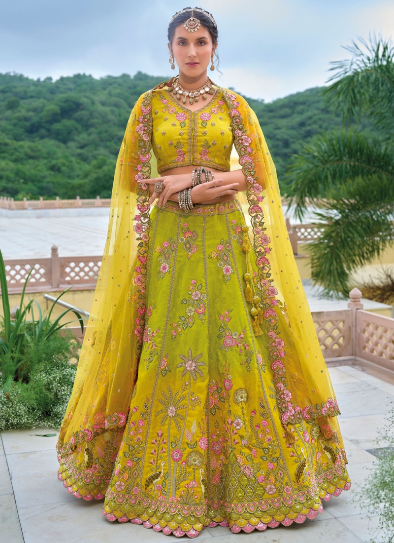 Silk Trendy Lehenga Choli in Green