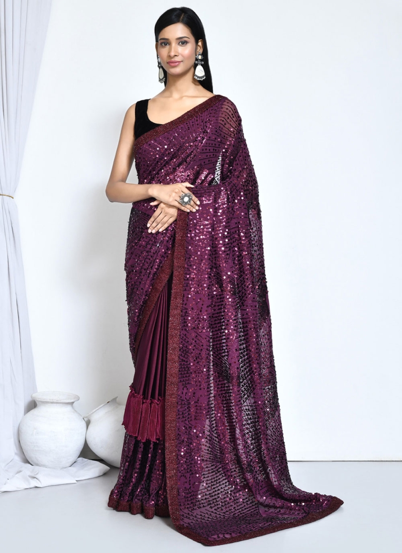 Silk Trendy Saree in Wine