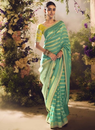 Silk Weaving Green Contemporary Saree