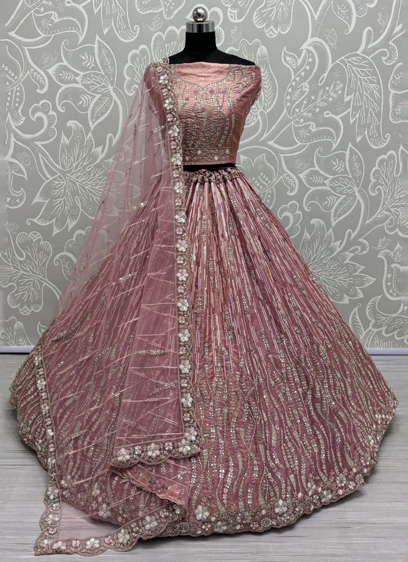 Silk Zari Trendy Lehenga Choli in Pink