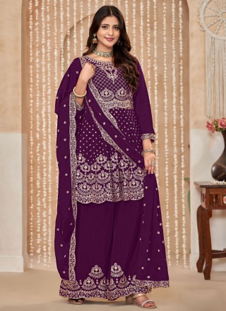 Simplistic Purple Embroidered Designer Salwar Kameez