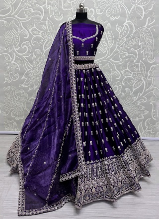 Sonorous Blue and Violet Dori Work Burburry  Trendy Lehenga Choli