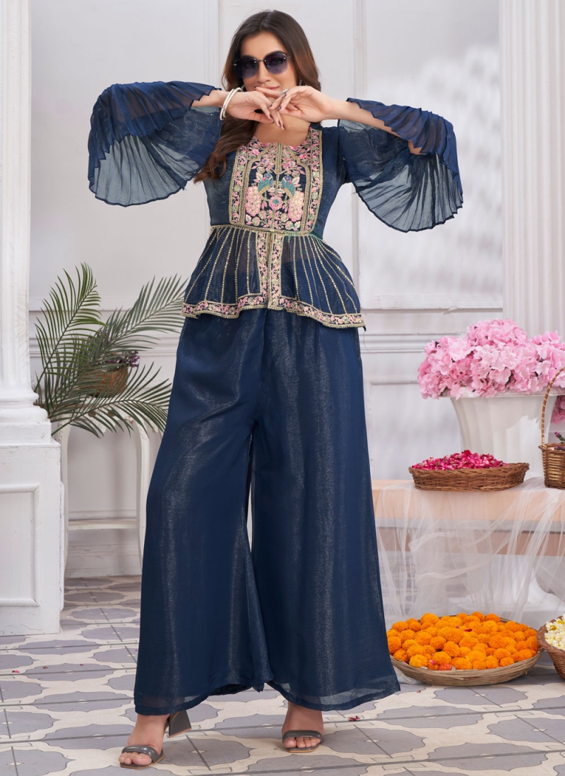 Sonorous Embroidered Shimmer Georgette Readymade Salwar Kameez