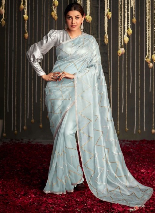 Sonorous Tissue Aqua Blue Traditional Saree