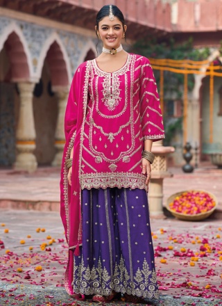 Sophisticated Sequins Chinon Rani Designer Salwar Kameez