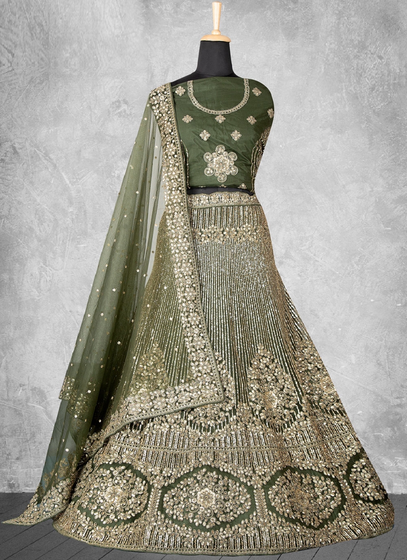 Glamorous Mustard Zari and Sequins Embroidered Thai Silk lehenga choli for  bride - MEGHALYA - 2895086