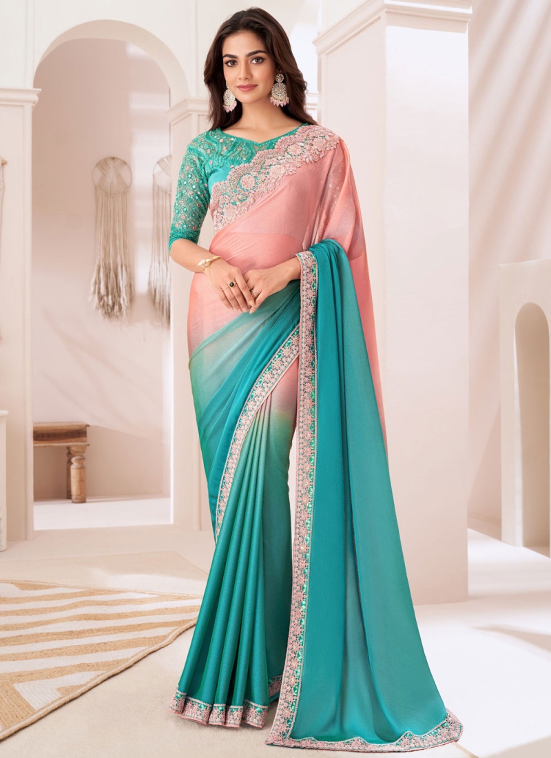 Sparkling Lace Chiffon Shaded Saree