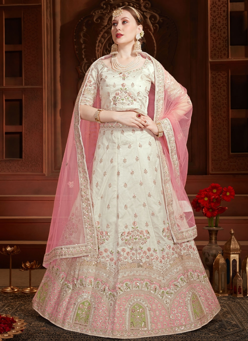 Creamy White Premium Silk Designer Bridal Lehenga Choli