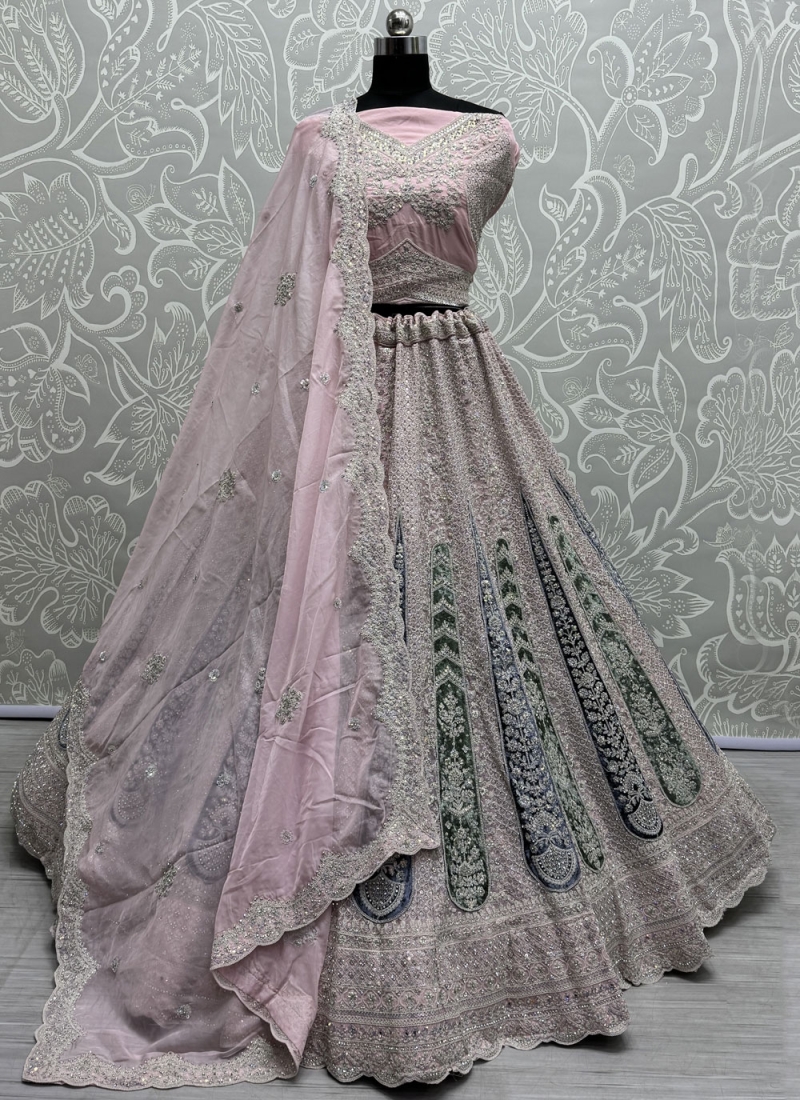Spectacular Sequins Georgette Pink Trendy Designer Lehenga Choli