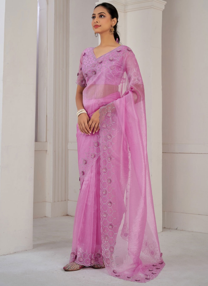 Spellbinding Organza Magenta Traditional Saree