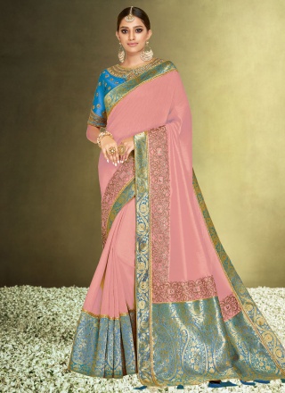 Splendid Pink Border Designer Saree