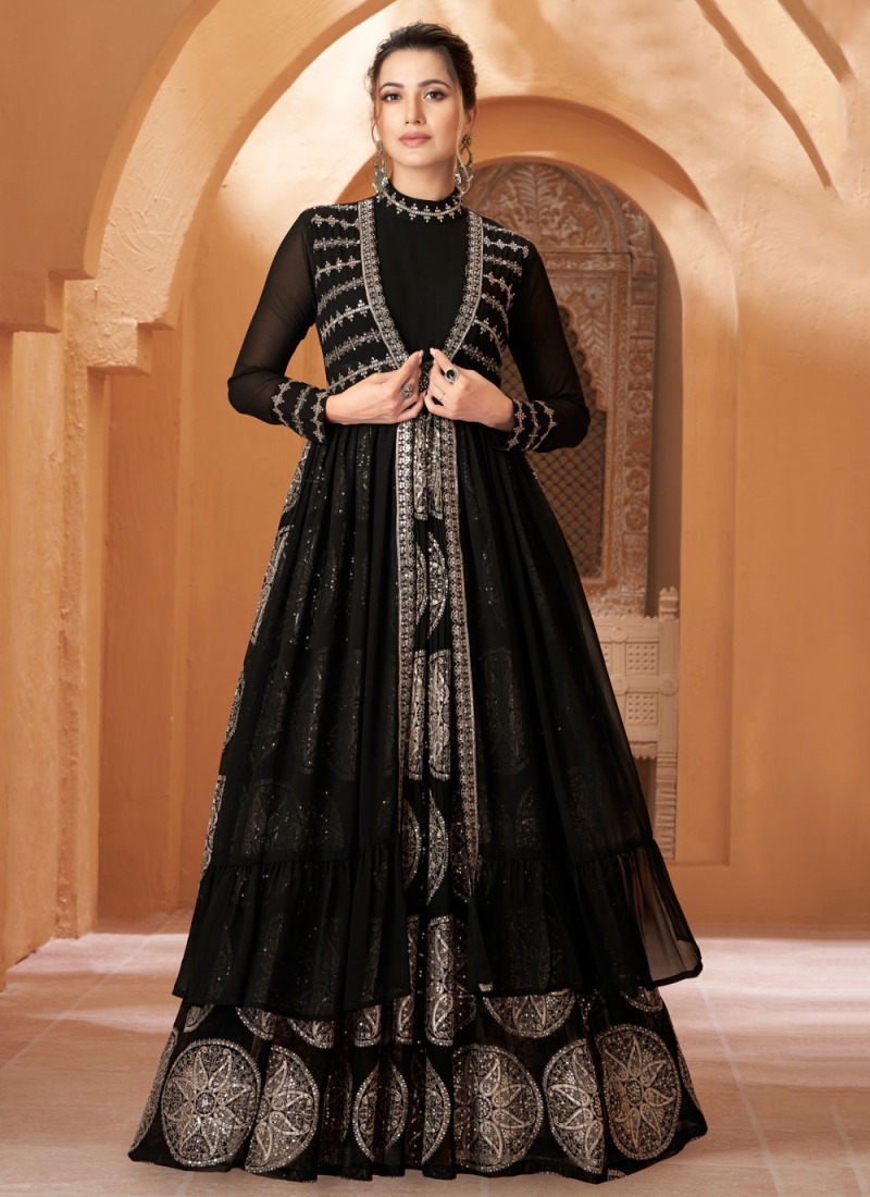 Staggering Black Wedding Designer Gown