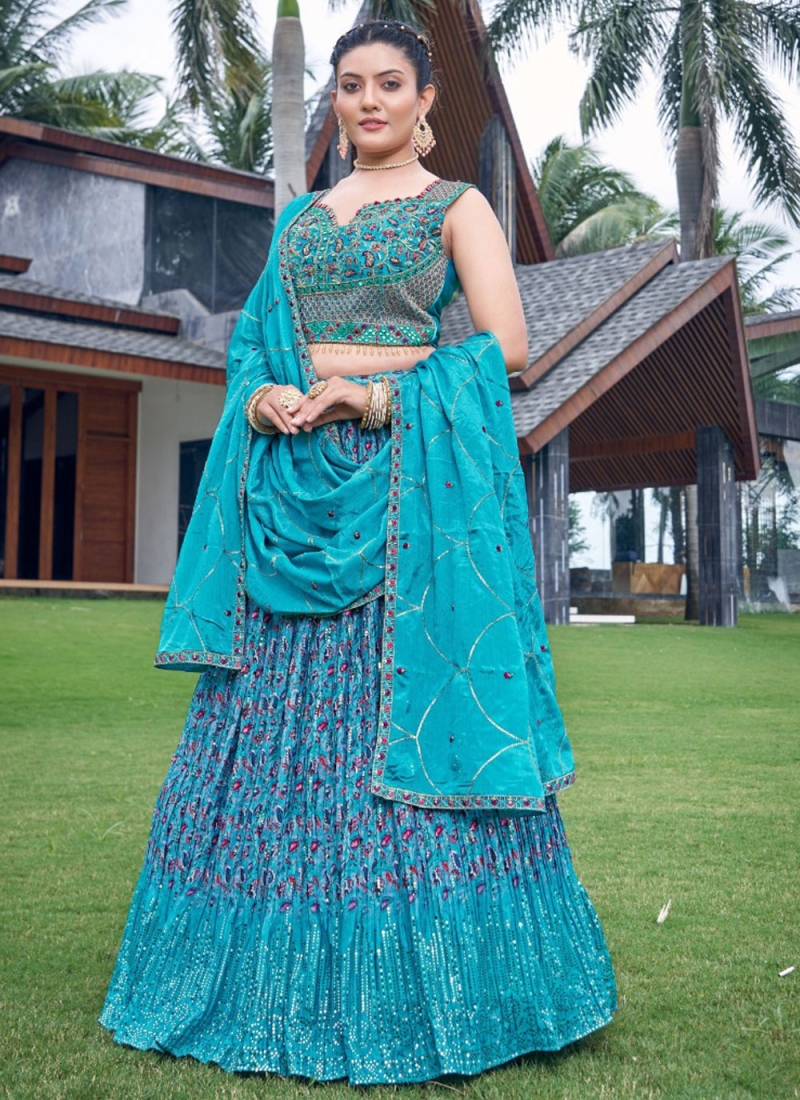 Staggering Blue Readymade Lehenga Choli