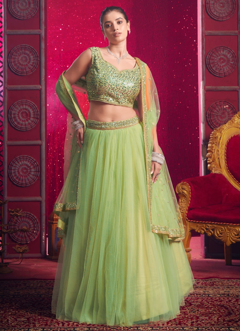 Staring Net Plain Readymade Lehenga Choli